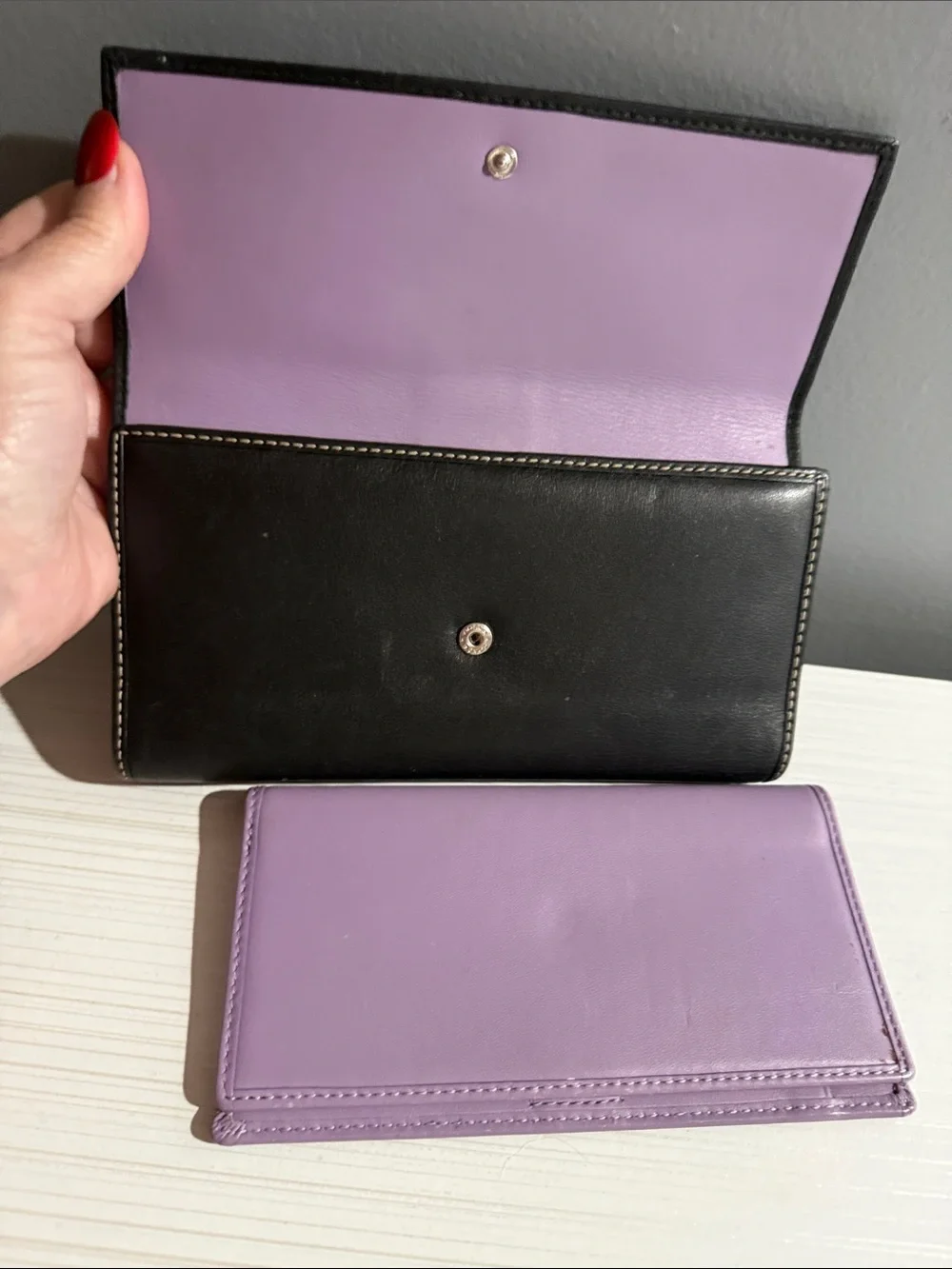 vintage Coach Hamptons black leather wallet with matching check holder